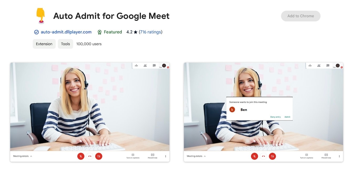 Auto Admit for Google Meet - Chrome Extension