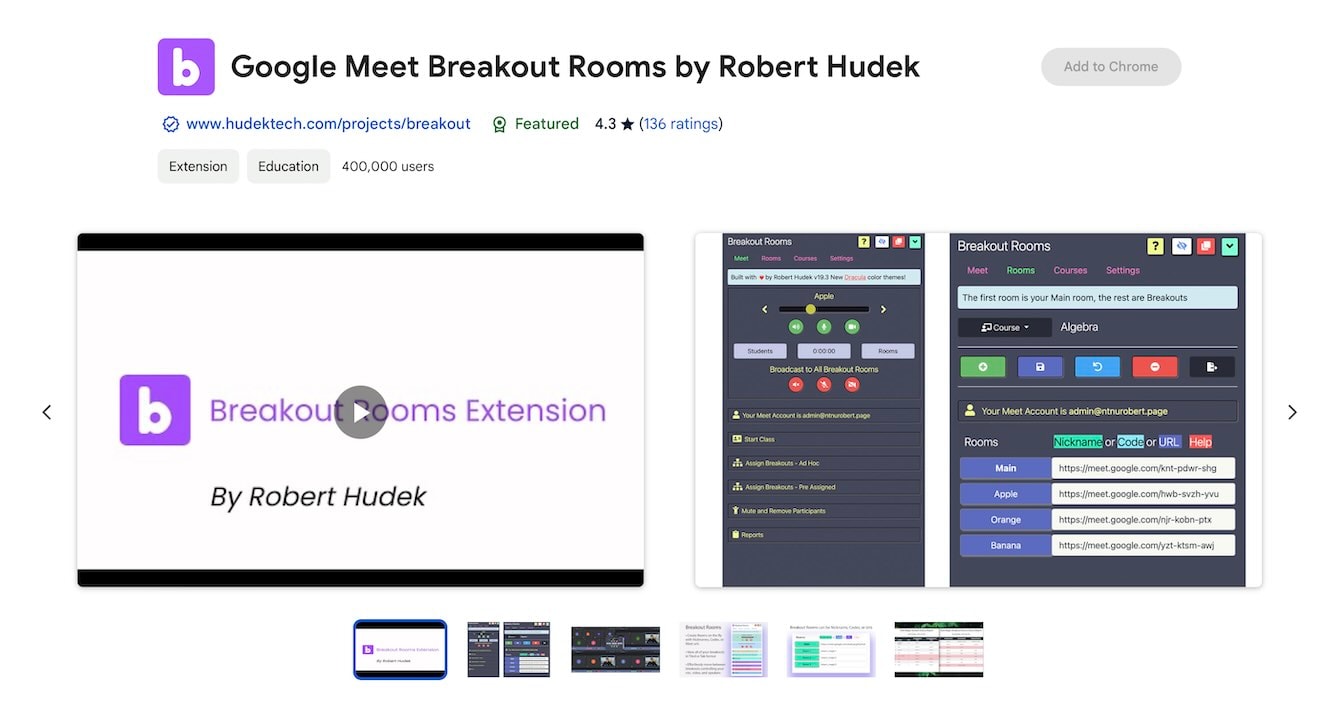Google Meet Breakout Rooms - Chrome Extension