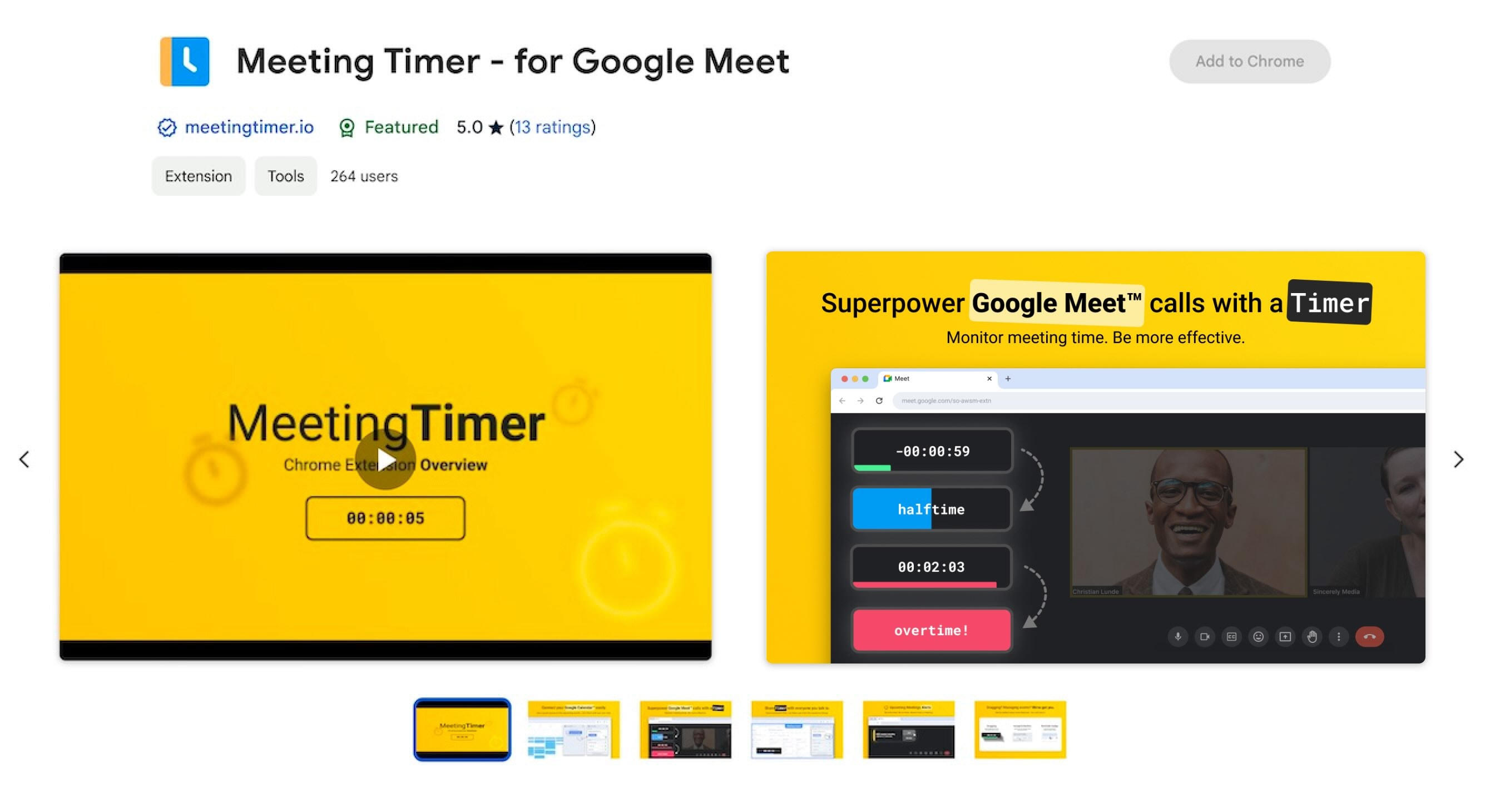 Meeting Timer - Google Meet Call Timer - Timer states - Chrome Extension