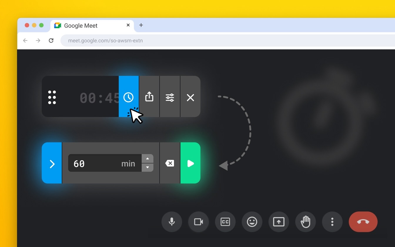 Google Meet Timer - Setting up the time limit example.