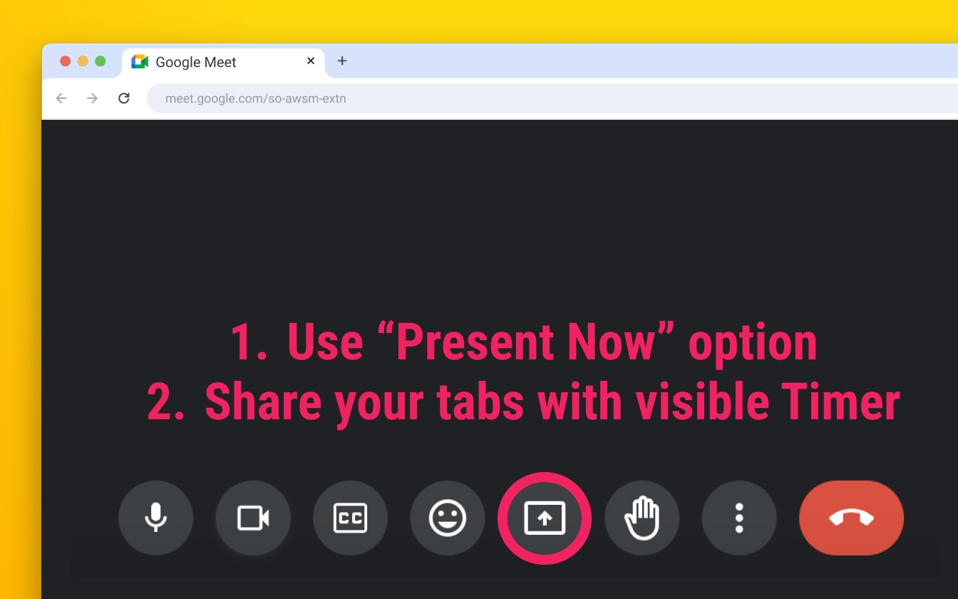 Meeting Timer - Google Meet Timer - Sharing Timer for other participants